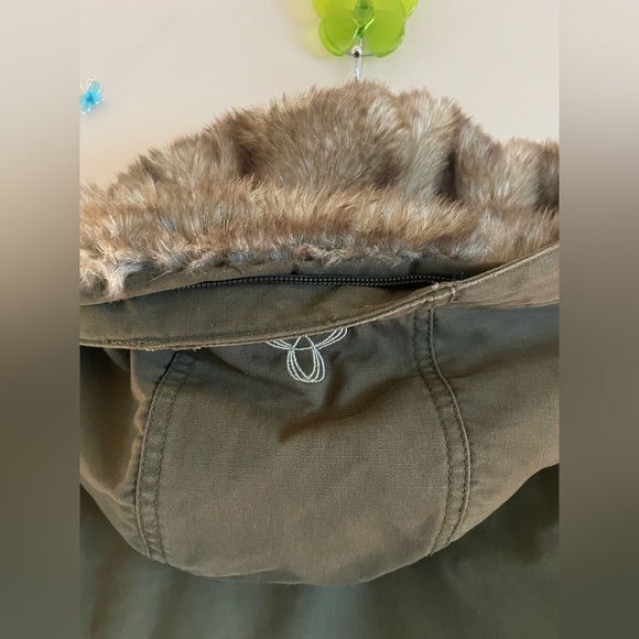 TNA Sage Green and Faux Fur Winter Coat - Picture 4 of 4